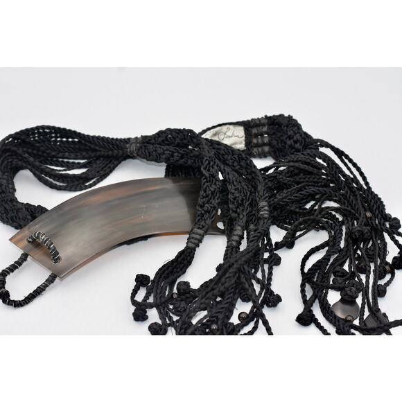 Vintage LEILA LARKIN Designer Signed Belt Leather & Tortoise Shell - Picture 4 of 7